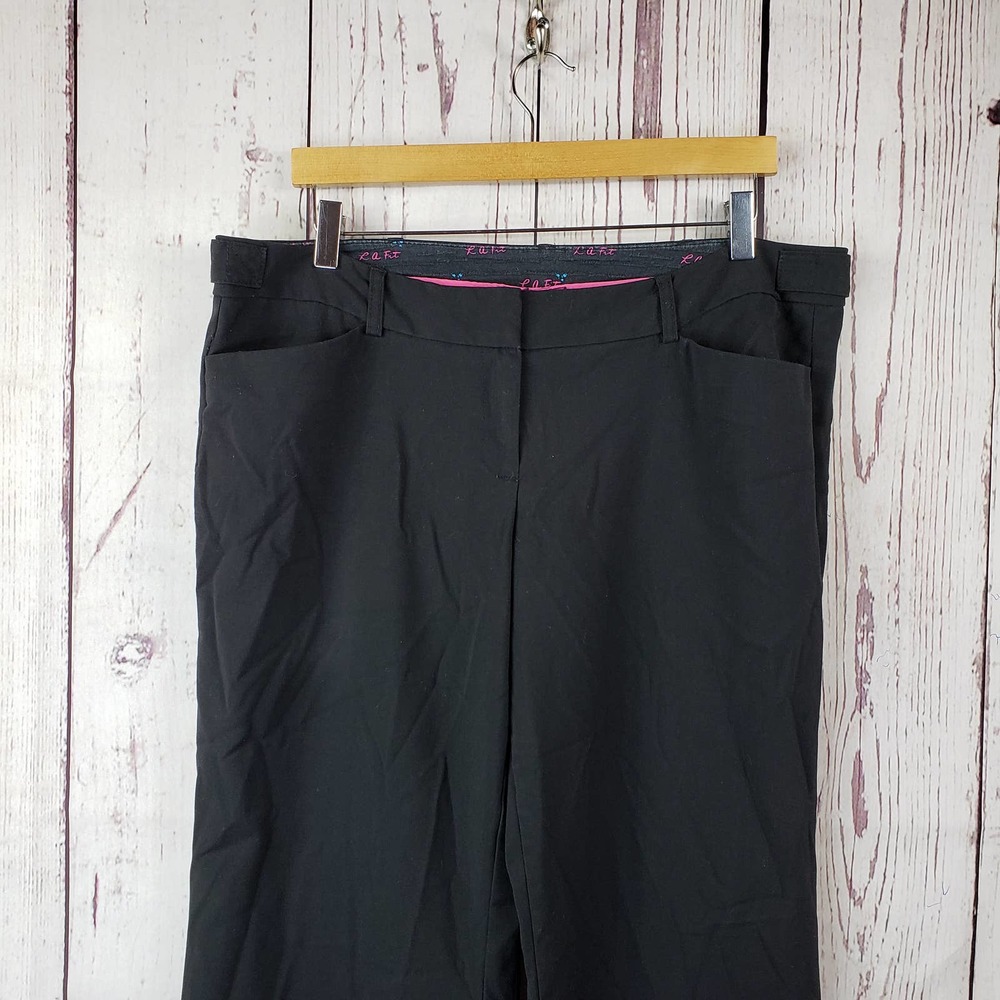 LA Fit Casual Pants Womens Size Medium Flat Front Wide Leg Black